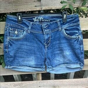 Wallflower Blue Jean Shorts with Cuffed Hem